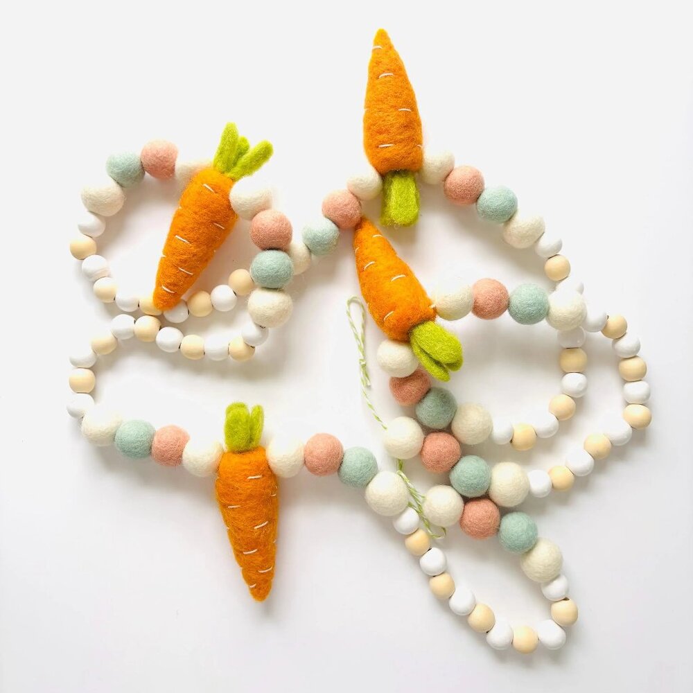 Felt Easter Garland – Handmade Carrot Spring Decor